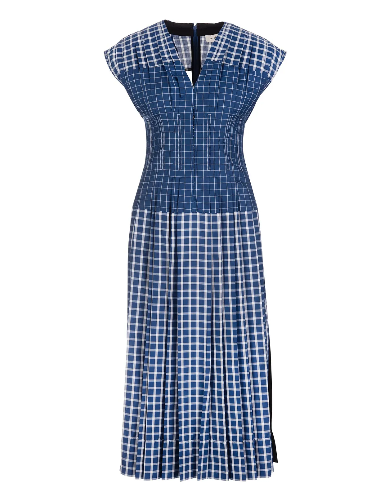 Tory Burch Checked V-Neck Midi Dress