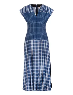 Tory Burch Checked V-Neck Midi Dress