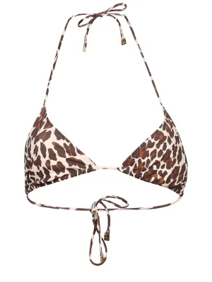 Tory Burch Leopard Print String Bikini Top