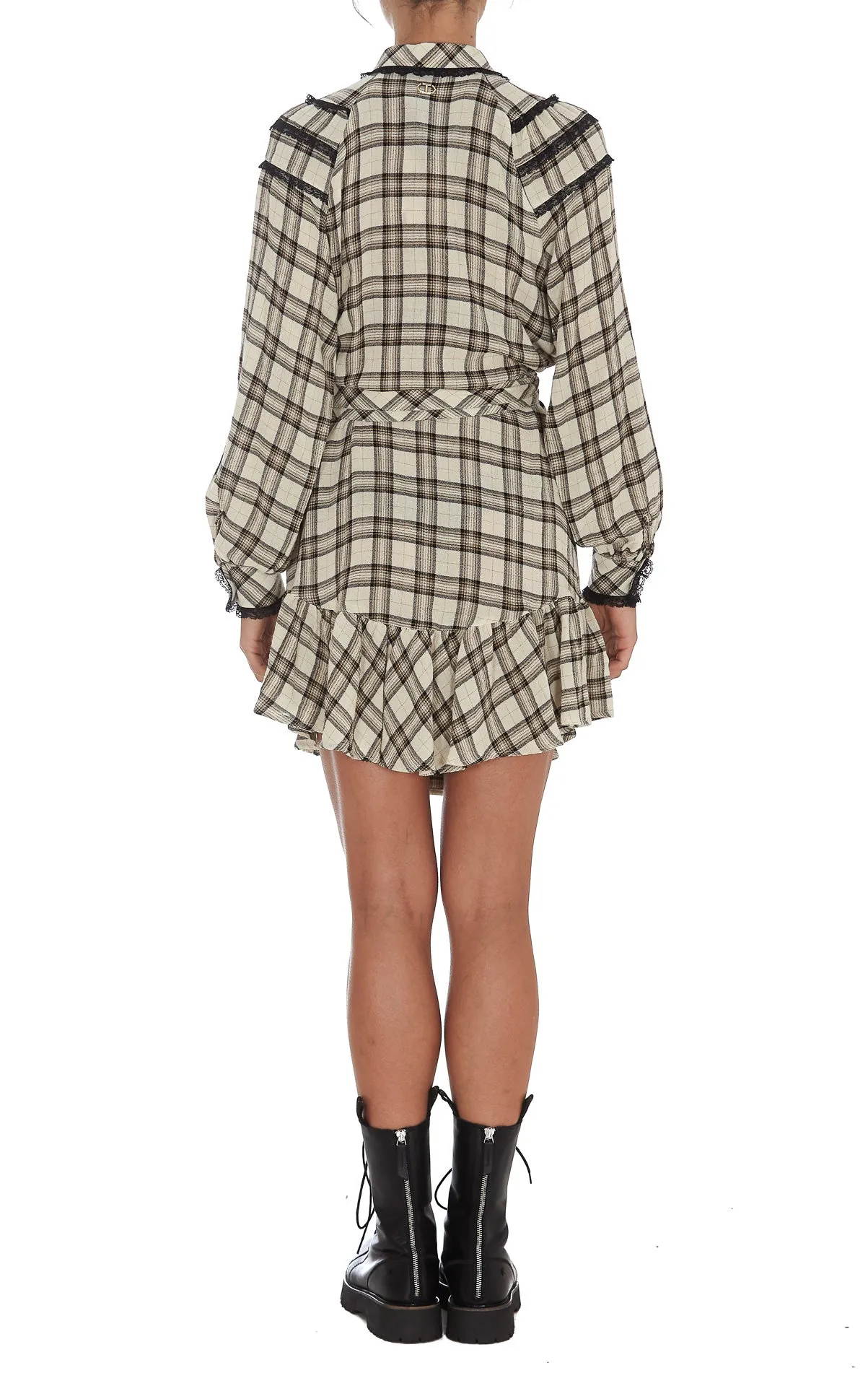 TWINSET Checked Long-Sleeve Shirt Dress