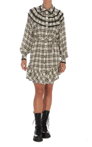 TWINSET Checked Long-Sleeve Shirt Dress