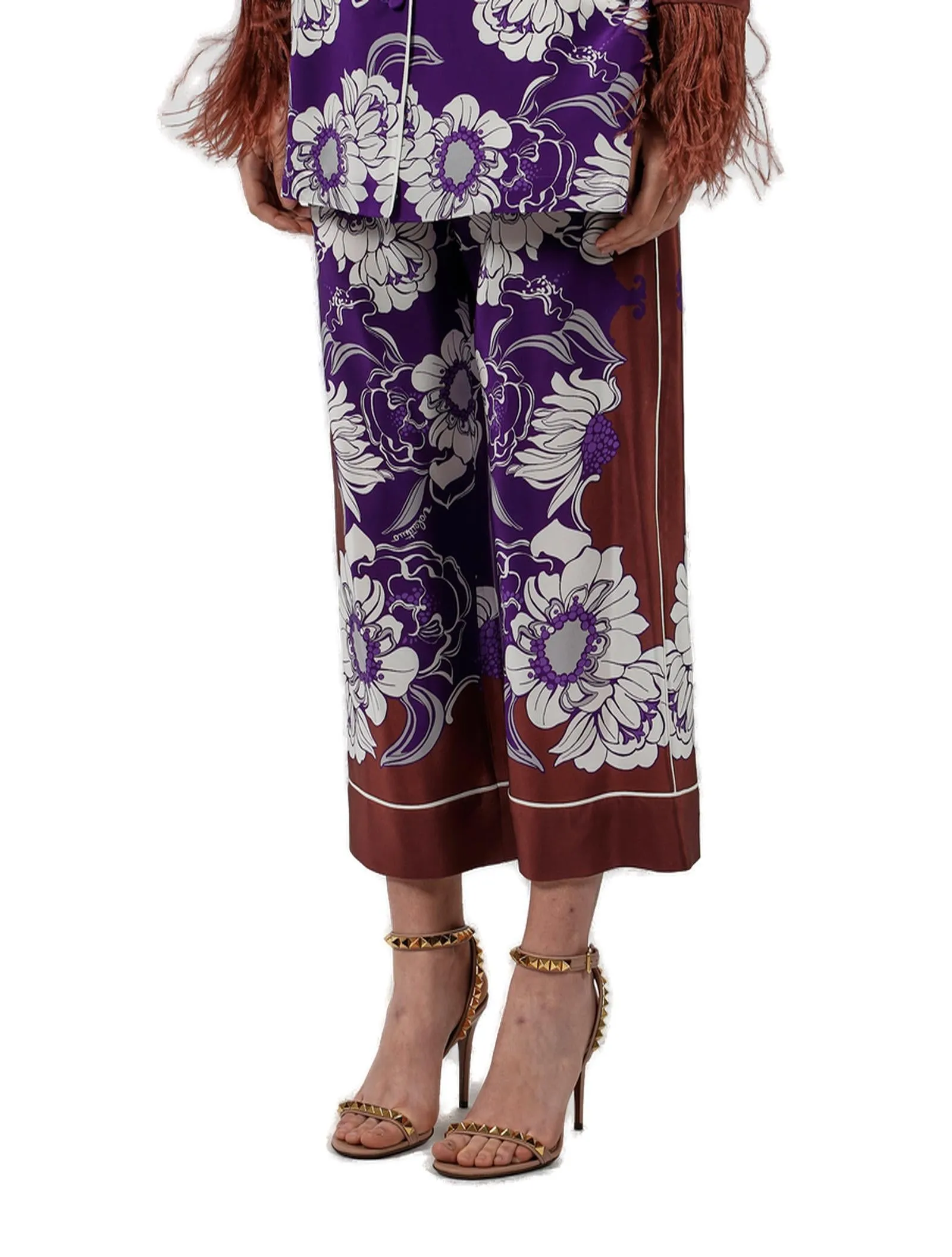 Valentino Floral Printed Straight Leg Pants