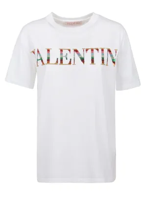 Valentino Logo Embellished Crewneck T-Shirt