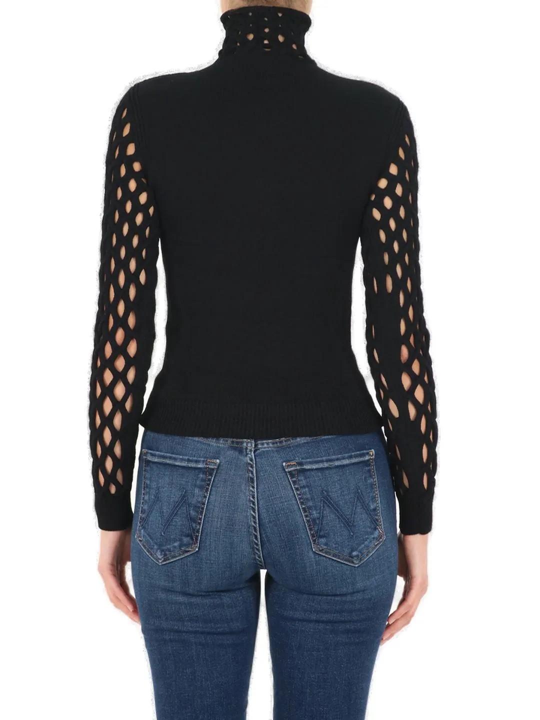 Valentino Stretched Mesh Long-Sleeve Top