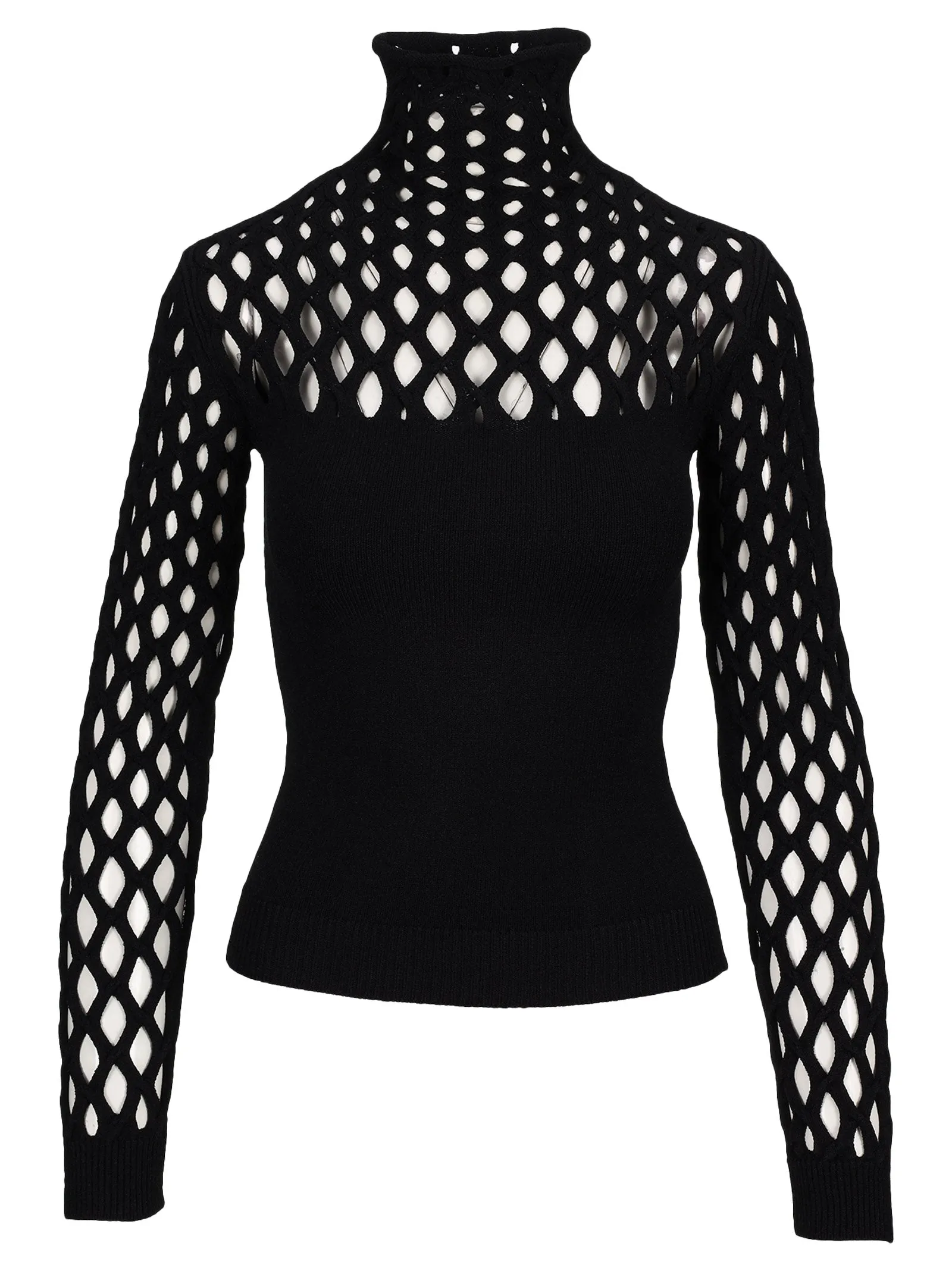 Valentino Stretched Mesh Long-Sleeve Top
