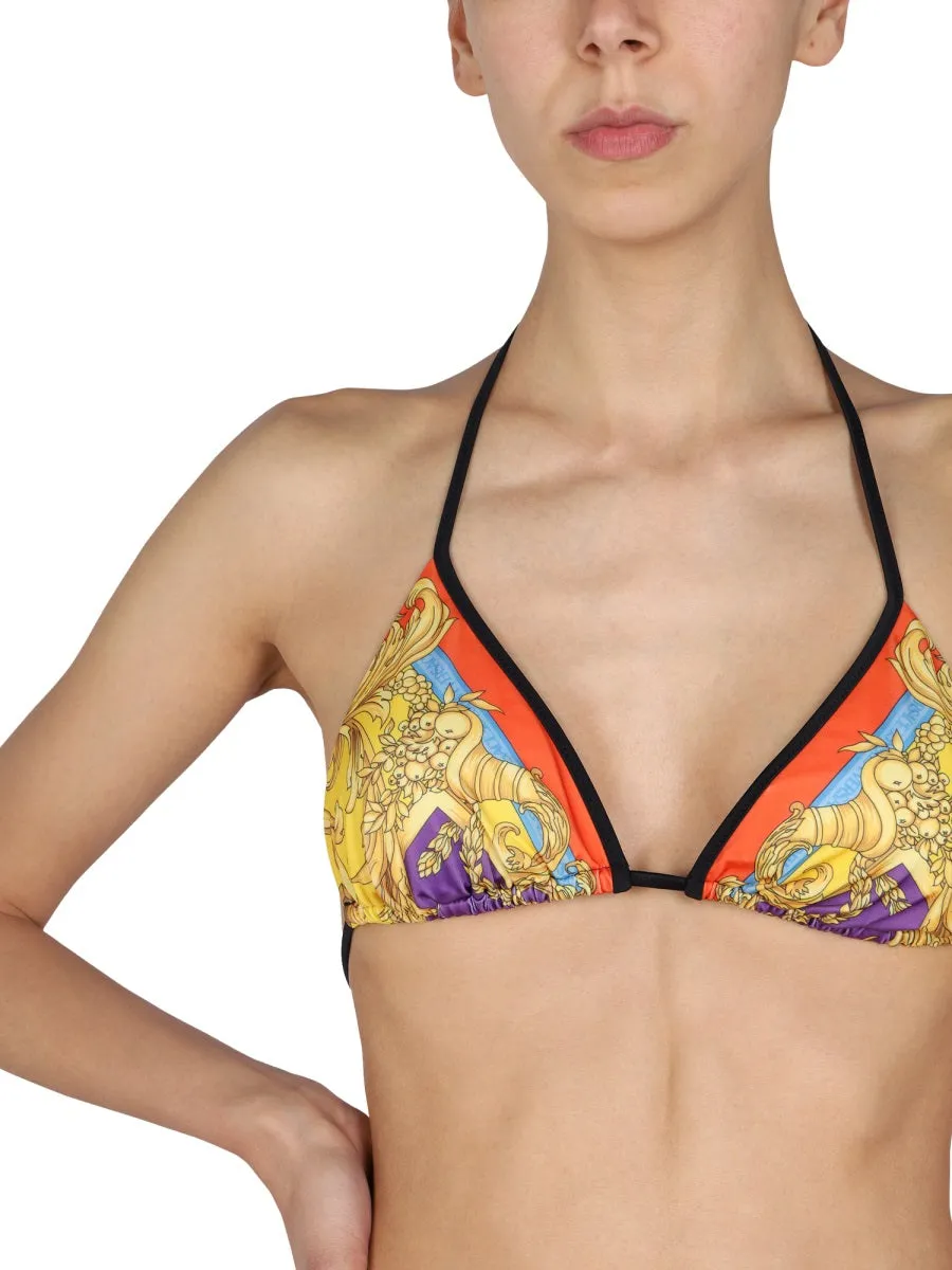 Versace Allover Graphic Print Bikini Top
