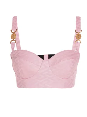 Versace Greca-Print Medusa Motif Cropped Top