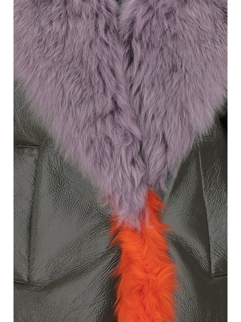 Versace Long Sleeved Shearling-Trimmed Leather Jacket
