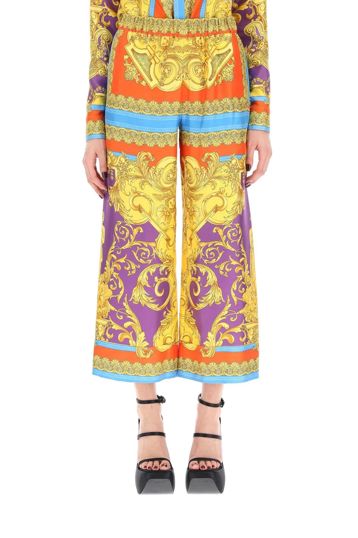 Versace Medusa Renaissance-Print Wide Leg Culottes