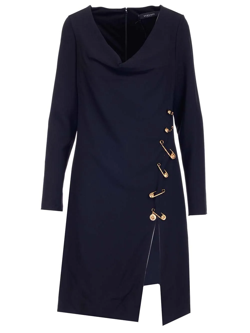Versace Safety-Pin Front Slit Midi Dress
