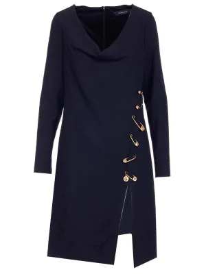 Versace Safety-Pin Front Slit Midi Dress