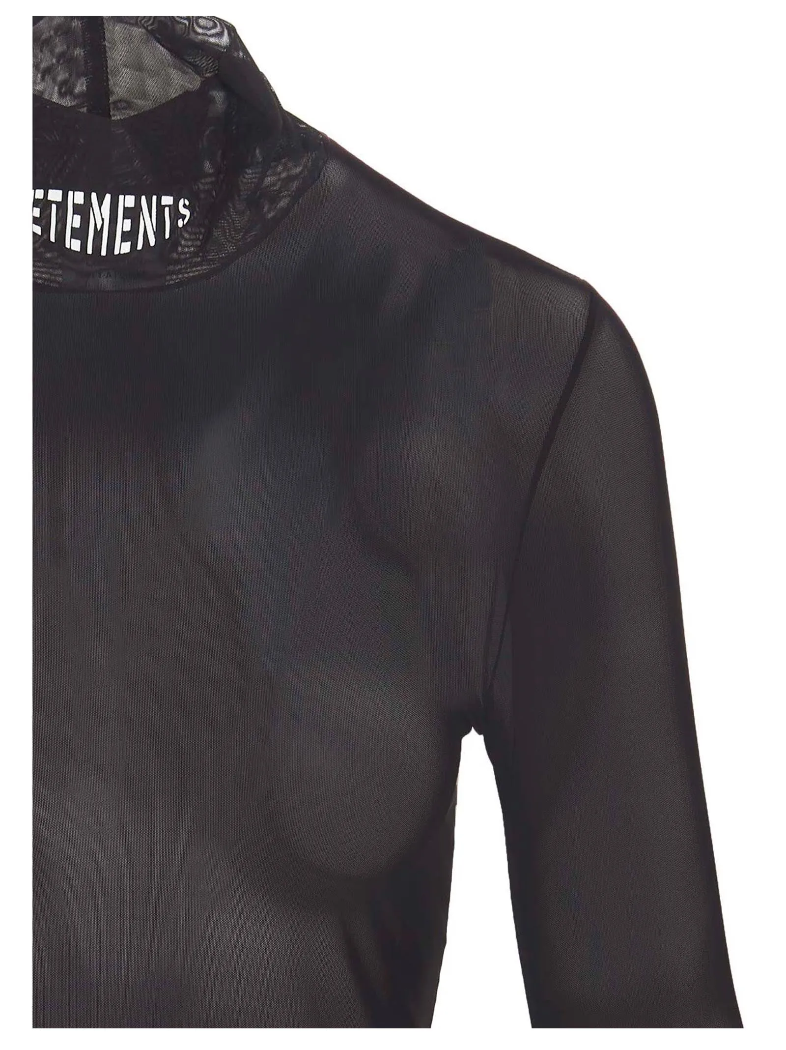 Vetements Logo Print Semi-Sheer High-Neck Top