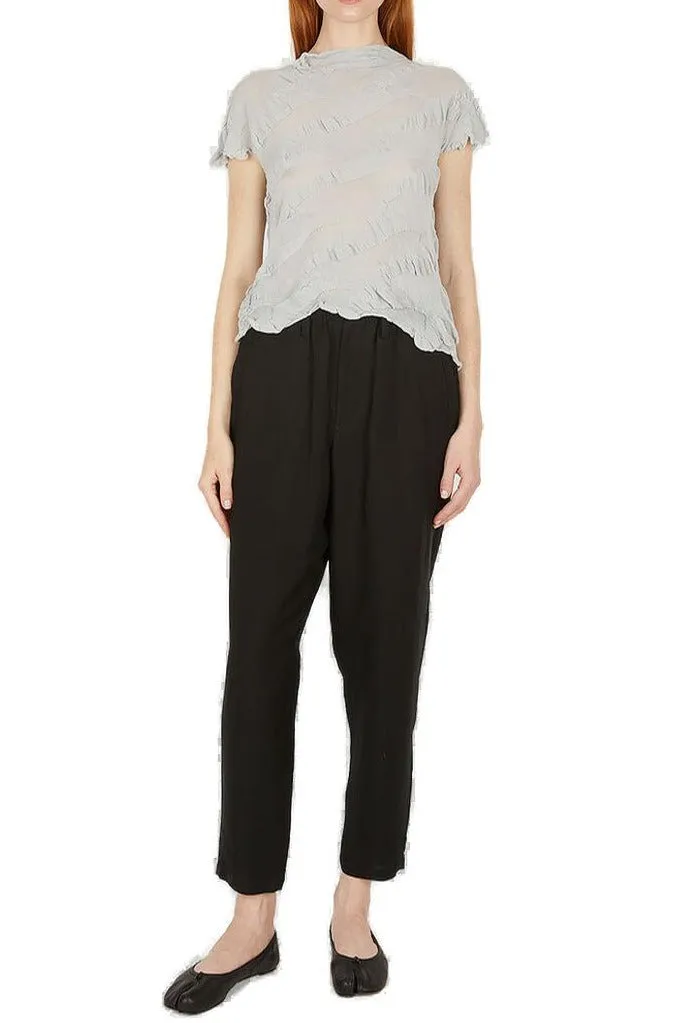 Yohji Yamamoto Ruffled Detailed Sheer Top