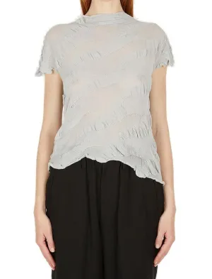 Yohji Yamamoto Ruffled Detailed Sheer Top
