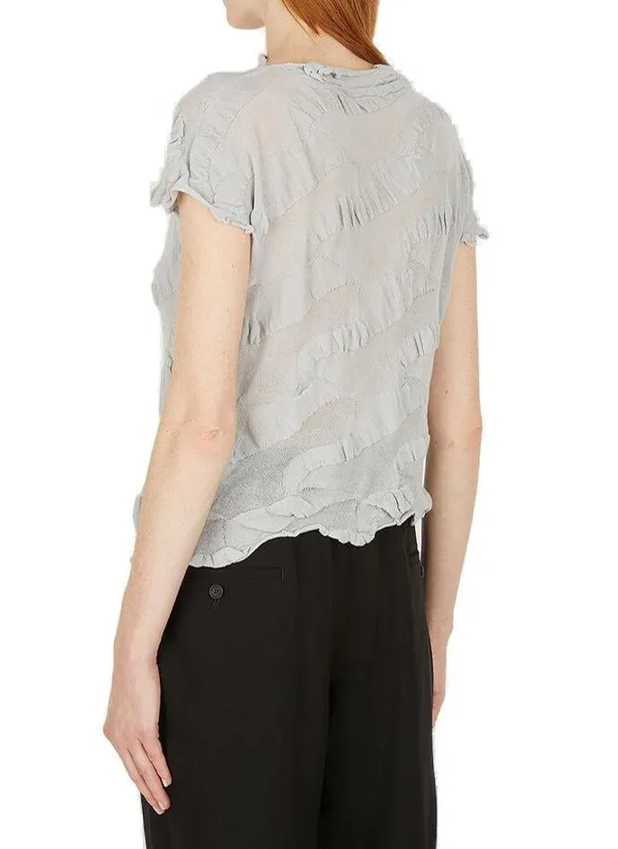 Yohji Yamamoto Ruffled Detailed Sheer Top
