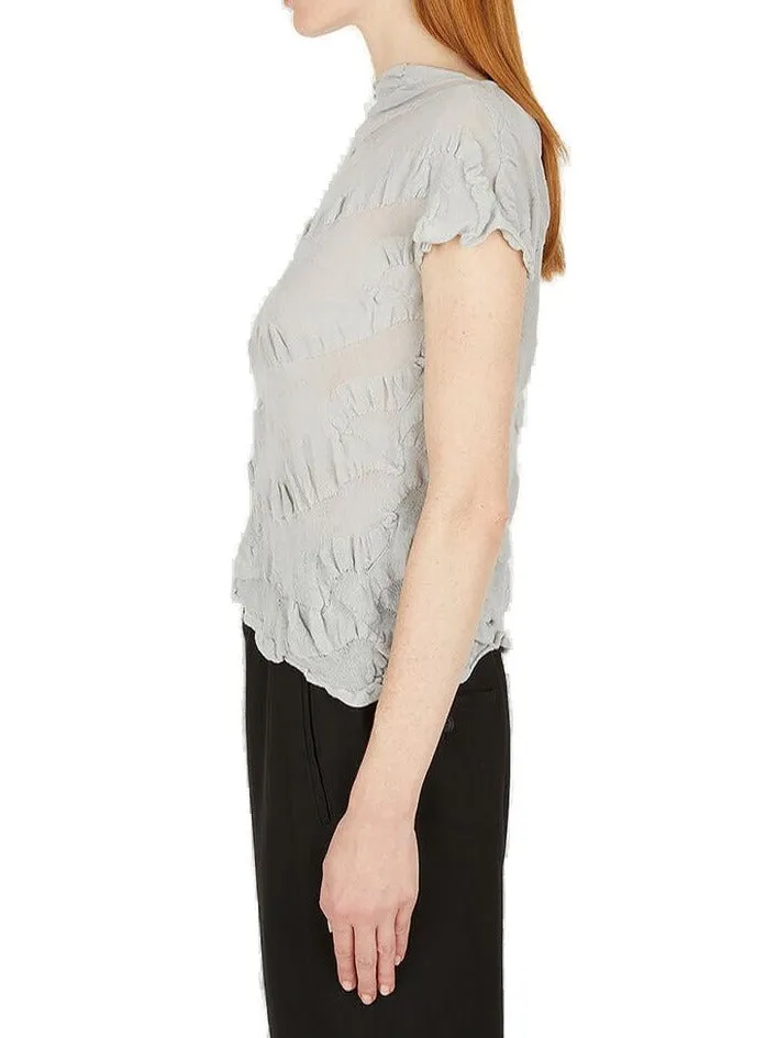 Yohji Yamamoto Ruffled Detailed Sheer Top