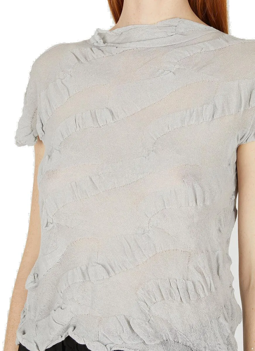 Yohji Yamamoto Ruffled Detailed Sheer Top